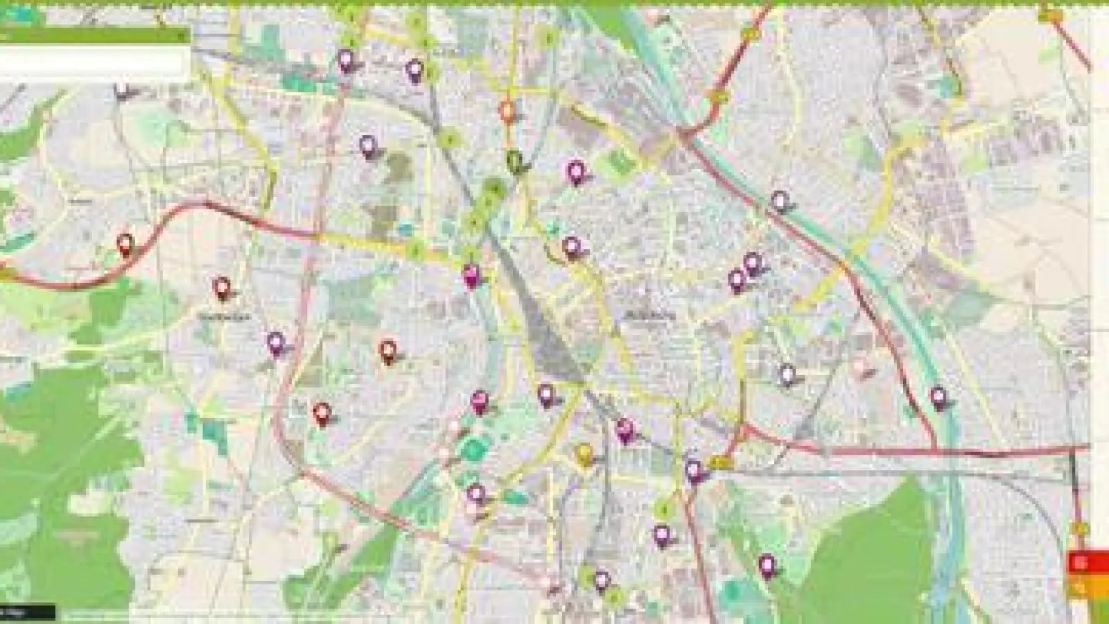 Auf der Mundraub-Map   kann jeder Fundorte in seiner Nähe suchen oder selbst Plätze mit öffentlich zugänglichen Beständen angeben.	Foto: Screenshot/www.mundraub.org (Foto: Screenshot/www.mundraub.org)