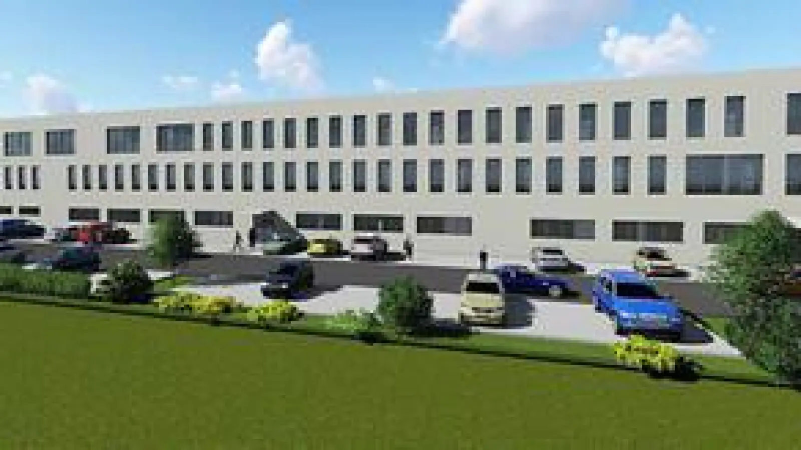 Das neue Technologie-Center von Taktomat:   Am bisherigen Standort in Pöttmes entsteht demnächst eine 25 000 Quadratmeter große Unternehmenszentrale.	Grafik: Taktomat (Grafik: Taktomat)