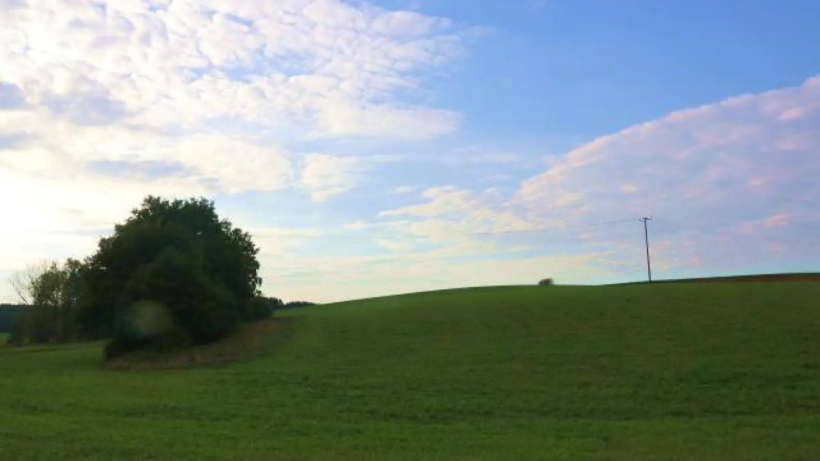 Weißblauer Himmel, grüne Wiese:   Auf dem „Nebelfeld” nördlich von Rudersberg entsteht wohl eine Freiflächenphotovoltaikanlage mit einer Leistung von rund 8,5 Megawatt im Jahr. 		Fotos: Horst Kramer (Fotos: Horst Kramer)