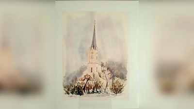 <b>Dieses Gemälde</b> zeigt die Kirche St. Maria Magdalena in Obermauerbach und stammt aus dem Jahre 1985.  (Foto: Martina Seefried)