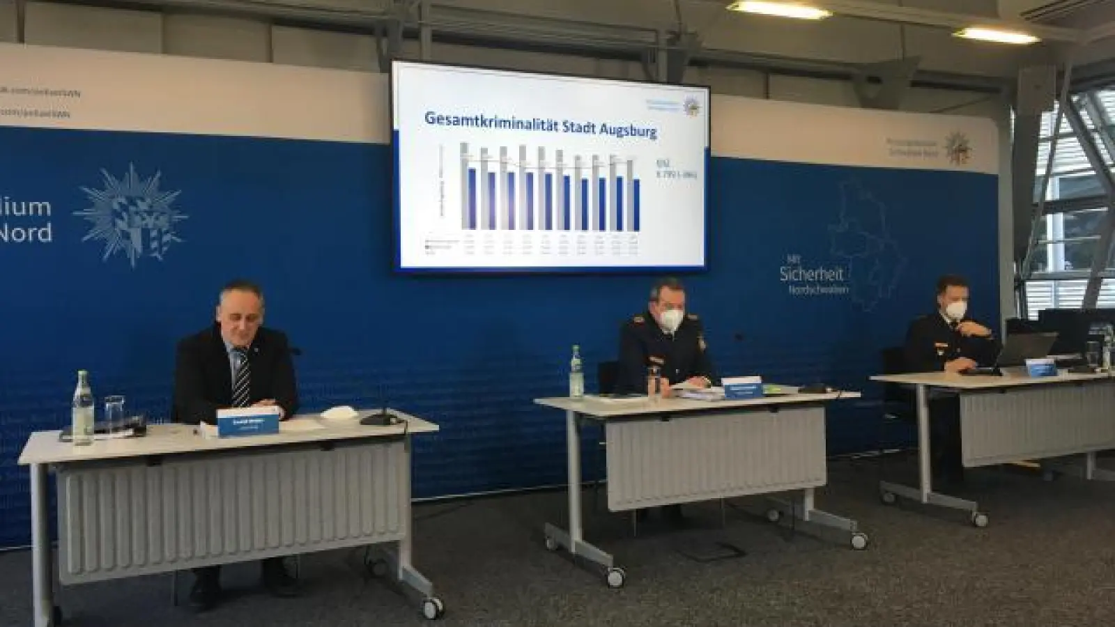 Auf einer Pressekonferenz   hat das Polizeipräsidium Schwaben Nord am Montag seine Kriminalstatistik für das Jahr 2020 vorgestellt.	Foto: Laura Türk (Foto: Laura Türk)