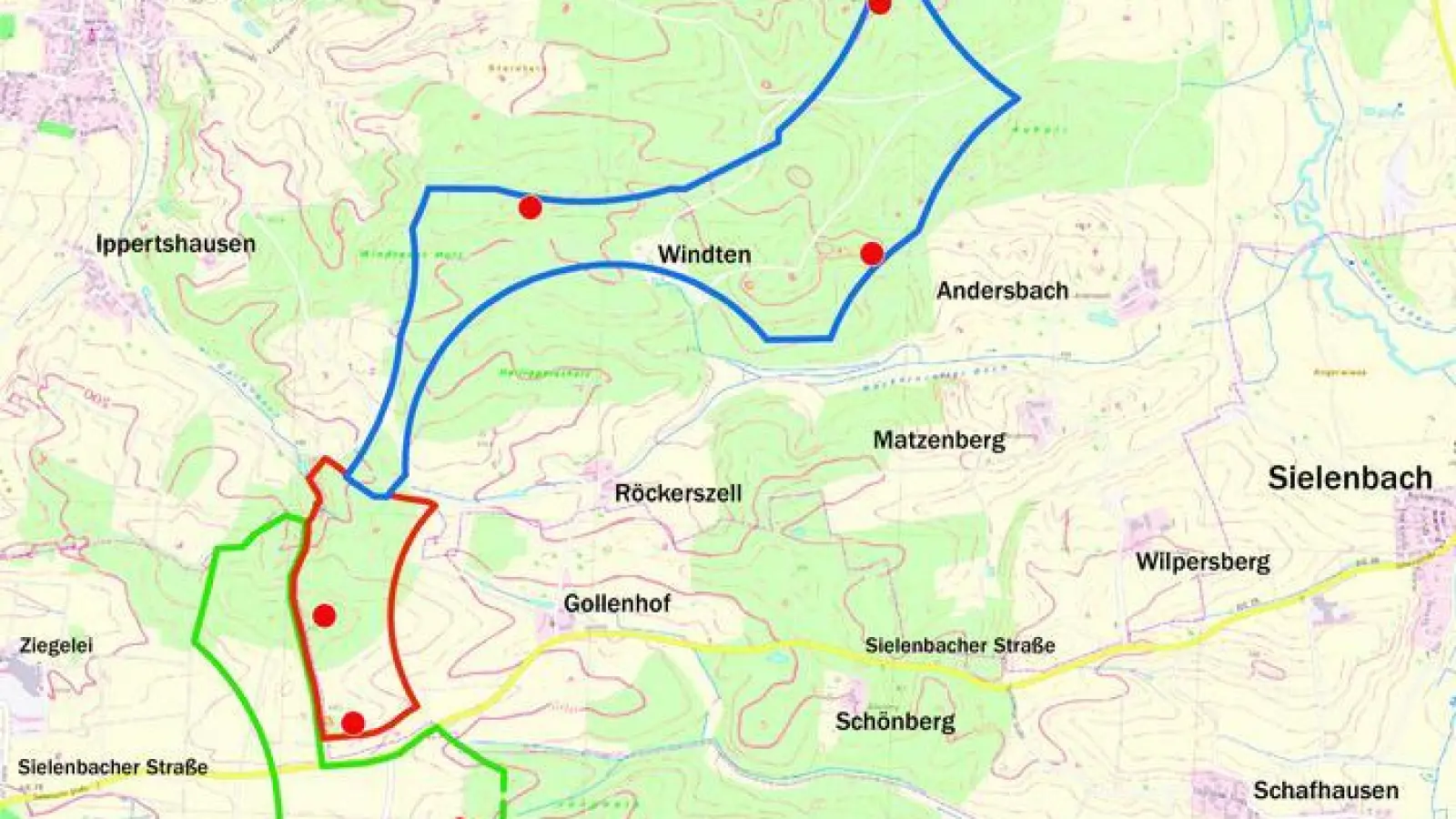 &lt;p&gt; &lt;x_bildunterschr&gt; &lt;b&gt;Insgesamt sechs Windräder  &lt;/b&gt;wollen die Energiebauern errichten (rote Punkte). Die Standorte befinden sich auf Dasinger (grün umrandet), Sielenbacher (orange) und Aichacher (blau) Flur in den jeweils dafür vorgesehenen Vorbehaltsflächen. Sielenbach hat das Einvernehmen erteilt, in Aichach und Dasing stehen die Entscheidungen auf Gemeindeebene noch aus. Genehmigungsbehörde ist aber das Landratsamt, das fehlendes Einvernehmen ersetzen kann, sofern sich die Windräder im Zuge des Verfahrens als genehmigungsfähig herausstellen. Darauf deutet bisher alles hin.   Grafik: Energiebauern/Rainer Kruck &lt;/x_bildunterschr&gt; &lt;/p&gt;