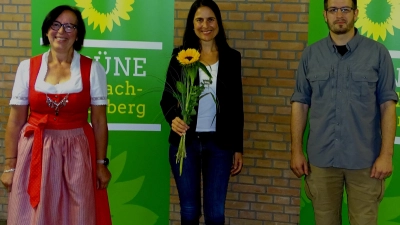 <b>Sie wollen im Landtag und im Bezirkstag</b> grüne Politik machen (von links) Anita Schneider, Christina Haubrich und Dennis Kremer.  (Foto: Brigitte Glas)