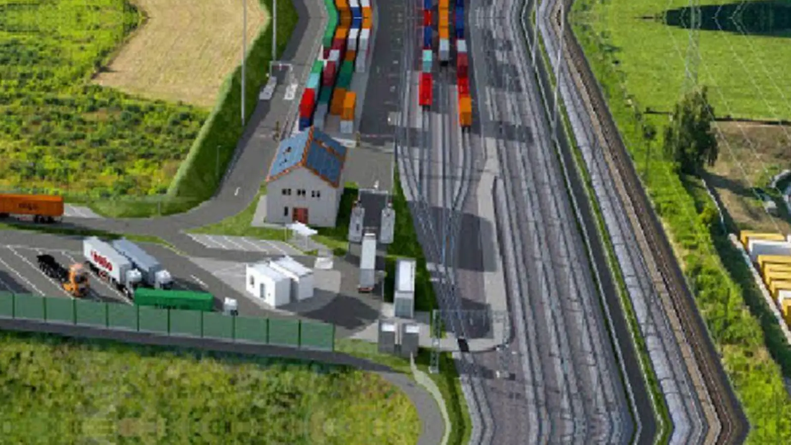 Auf dem Gelände des Güterverkehrszentrums soll ein neues KV-Terminal entstehen. (Grafik: DB AG)
