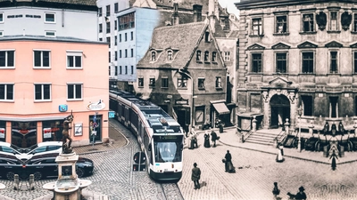 Die Collage illustriert den Wandel der Stadt. (Foto: Kunstsammlungen und Museen / Stadt Augsburg)