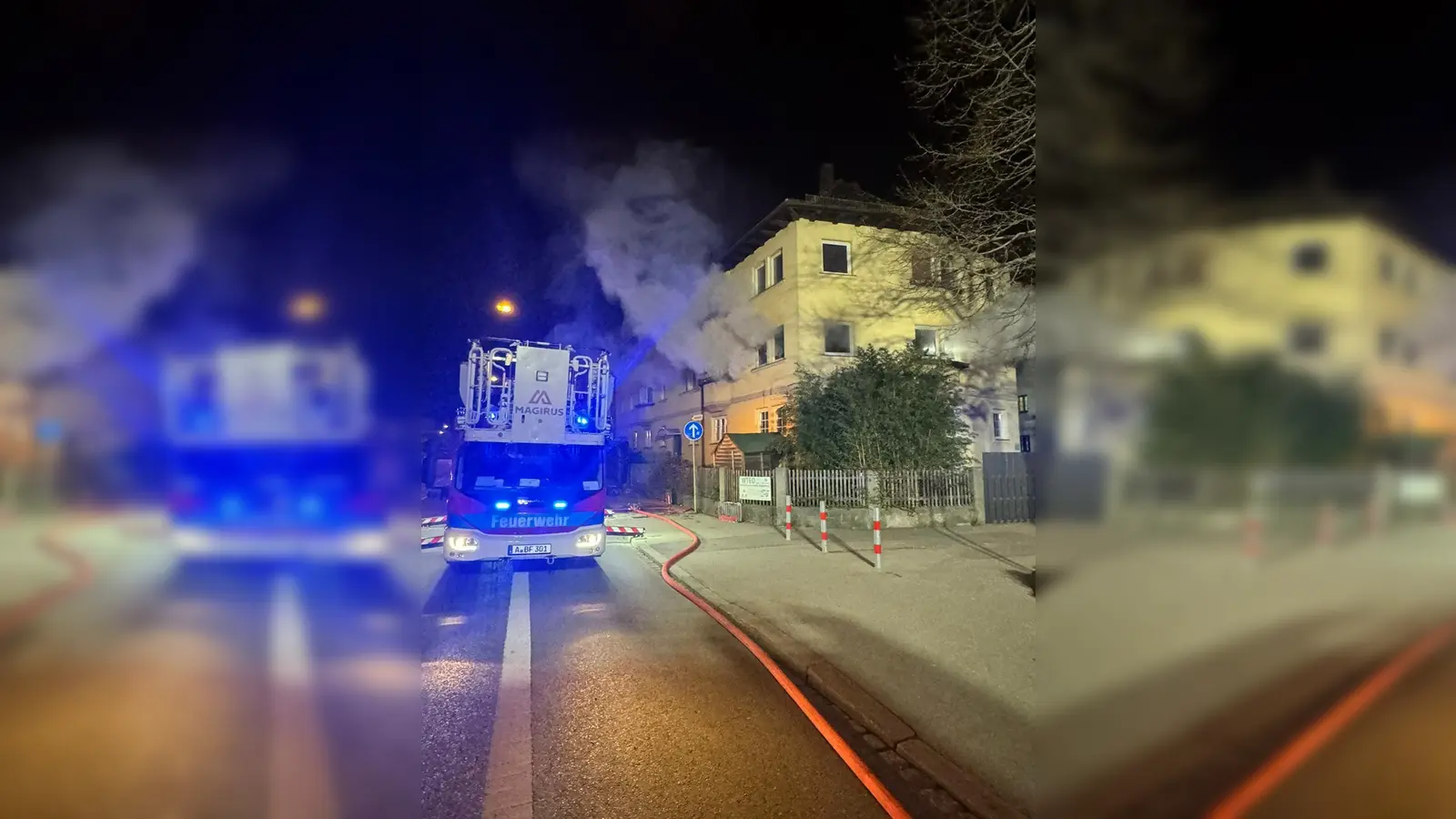 Zu einem Zimmerbrand ist die Berufsfeuerwehr Augsburg in der Nacht auf Donnerstag in die Langenmantelstraße ausgerückt. (Foto: Berufsfeuerwehr Augsburg)