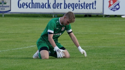 Begeisterung löste der TSV Hollenbach in den zurückliegenden beiden Heimspielen selten aus. Beide gingen mit 1:4 verloren. Auch zum Leidwesen von Torhüter Florian Hartmann. (Foto: Siegfried Kerpf)