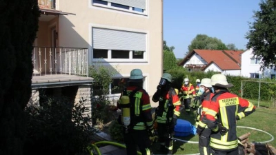 Die schwere Atemschutzgruppe   der Aichacher Feuerwehr war gestern bei einem Kellerbrand in Algertshausen im Einsatz.