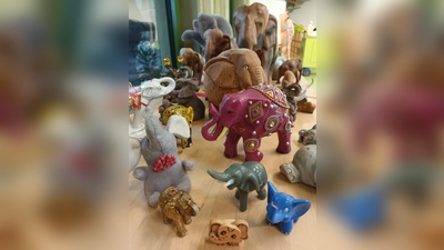 Etwa 300 verschiedene Elefantenfiguren sind sonntags im Elefantenhaus des Augsburger Zoos zu besichtigen.  (Foto: Zoo Augsburg)